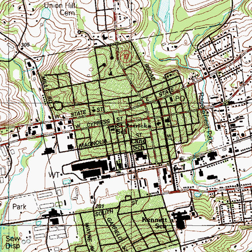 Topographic Map of Saint Patricks School, PA