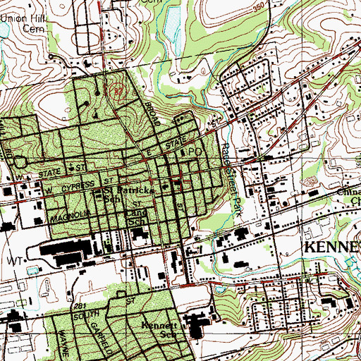 Topographic Map of Kennett Square Presbyterian Church, PA