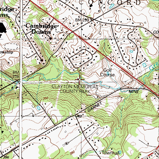 Topographic Map of Nelson D Clayton Memorial Park, PA