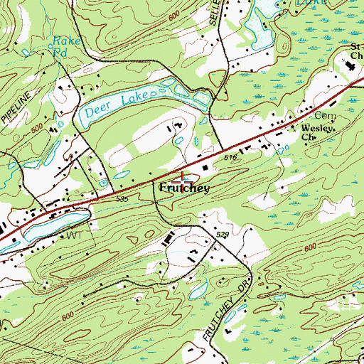 Topographic Map of Frutchey, PA