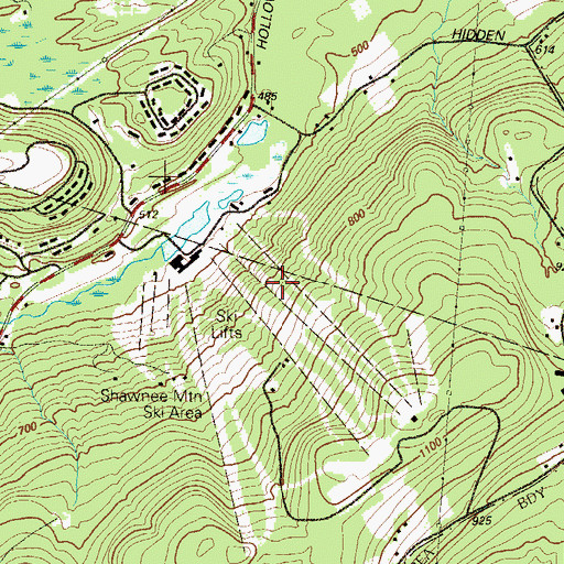 Topographic Map of Shawnee Mountain Ski Area, PA