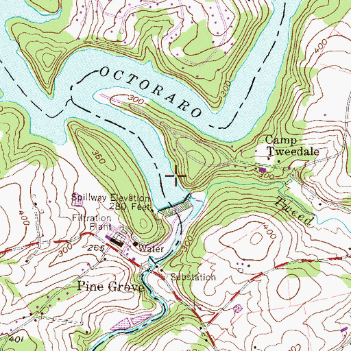Topographic Map of Pine Grove Dam, PA