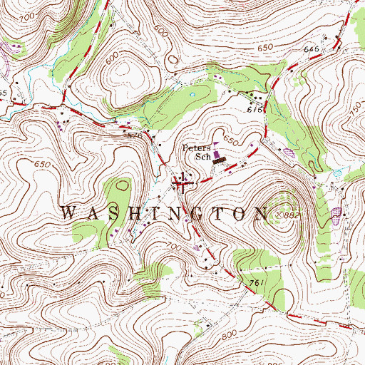 Topographic Map of Peters Store, PA