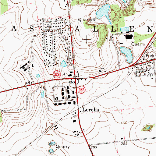 Topographic Map of Franks Corner, PA