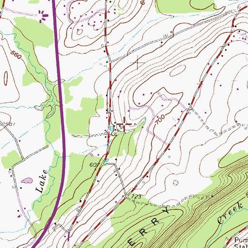 Topographic Map of Bull Run School, PA