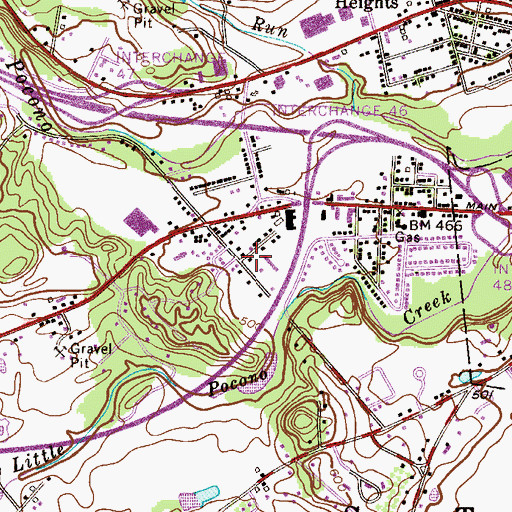 Topographic Map of Spoke Factory School, PA