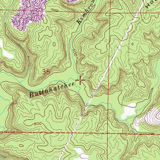Topographic Map of Kimbrough Cove Creek, AL
