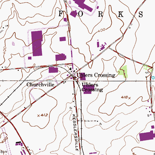 Topographic Map of Uhlers Station, PA