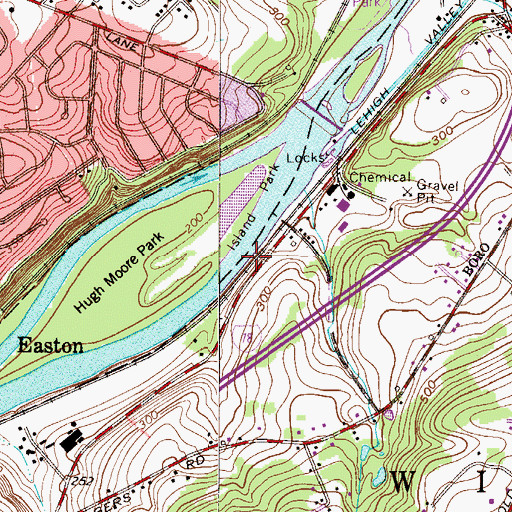 Topographic Map of Chain Bridge (historical), PA