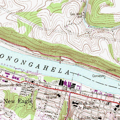 Topographic Map of Brownsdale Station, PA