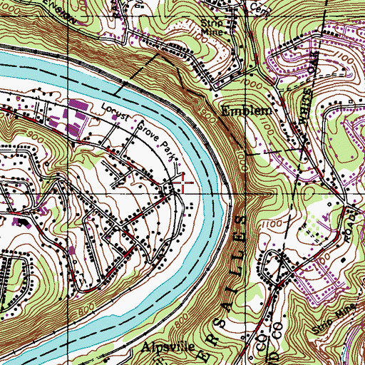 Topographic Map of Greenock Station, PA