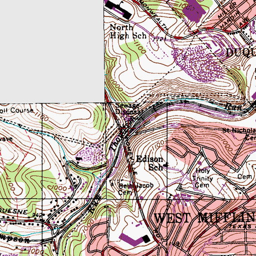Topographic Map of Mifflin Mine Station, PA