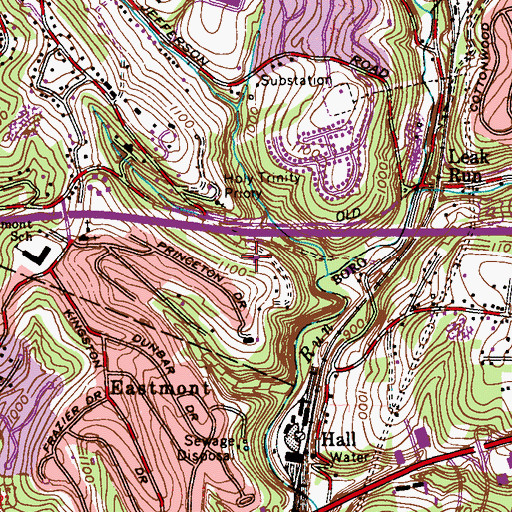Topographic Map of Hindu Temple, PA
