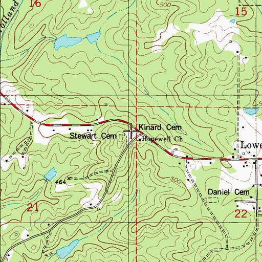Topographic Map of Kinard Cemetery, AL