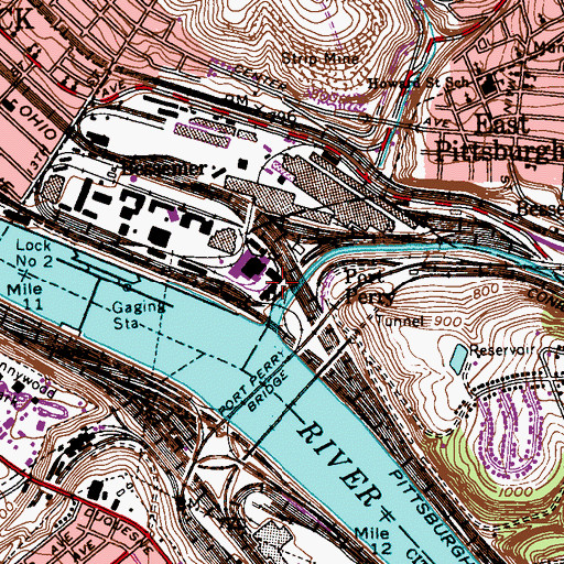 Topographic Map of Bessemer Station, PA