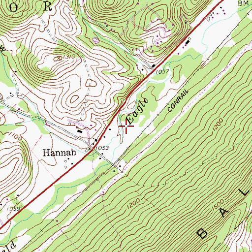 Topographic Map of Sparrow Run, PA