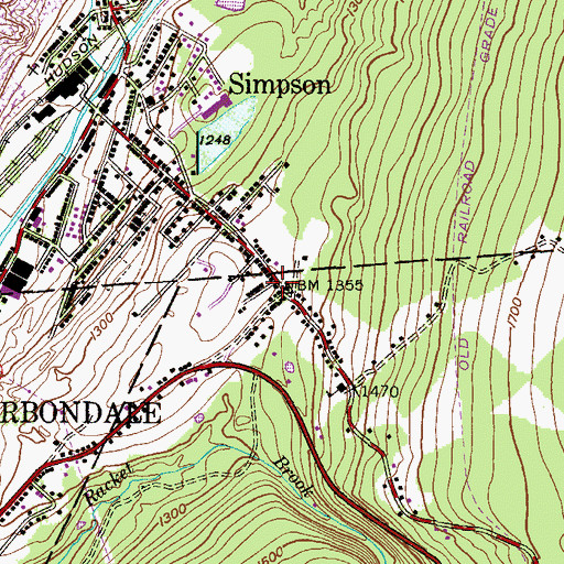 Topographic Map of Whites Crossing, PA