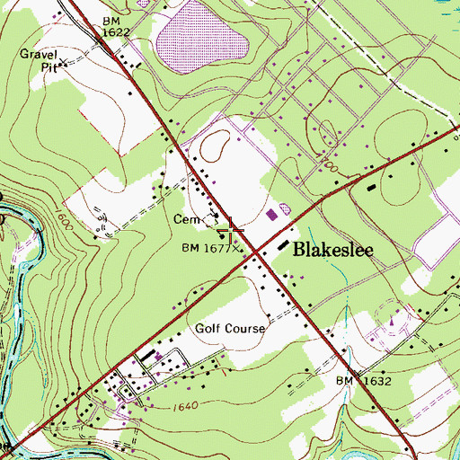 Topographic Map of Blakeslee School, PA