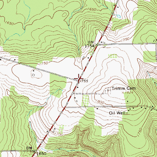 Topographic Map of Trimms Corners, PA