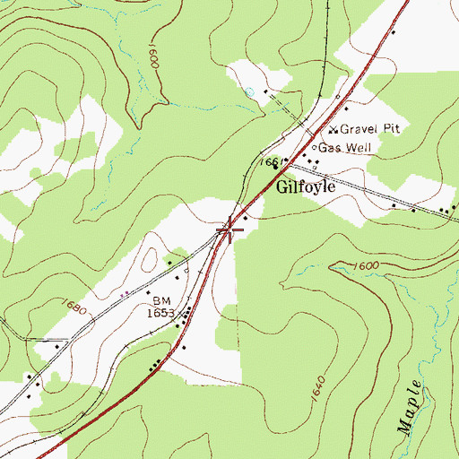 Topographic Map of Gilfoyle Station, PA