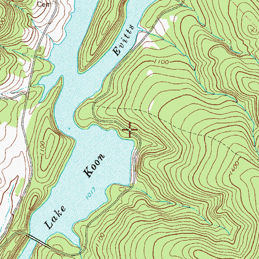 Topographic Map of Evitts, PA