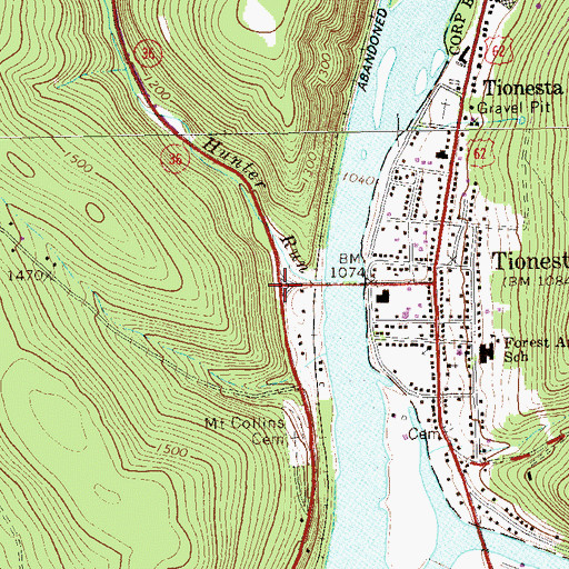 Topographic Map of Tionesta Station, PA