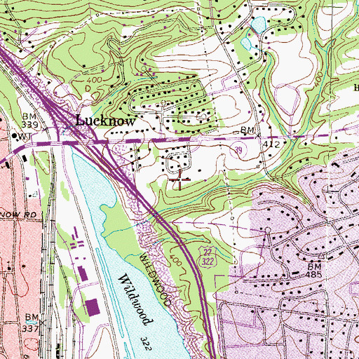 Topographic Map of Beaufort Farms, PA