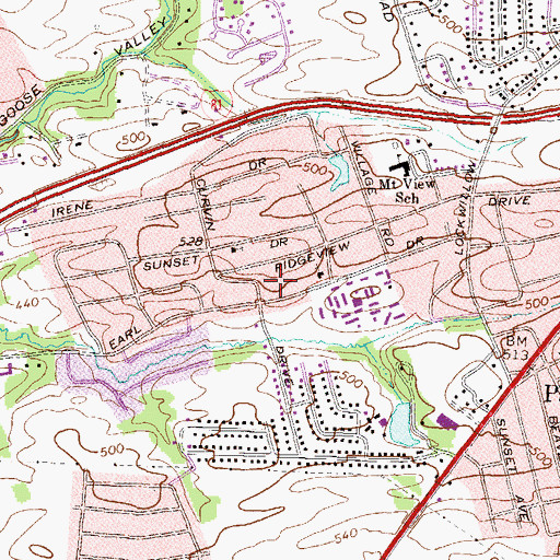 Topographic Map of Pleasant Hills, PA