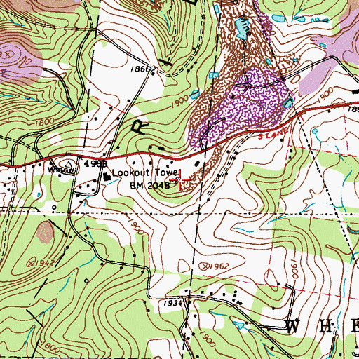 Topographic Map of Penn View Lookout Tower, PA