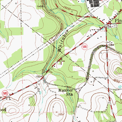 Topographic Map of Manver, PA
