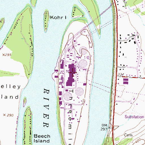 Topographic Map of Three Mile Island Nuclear Power Plant, PA