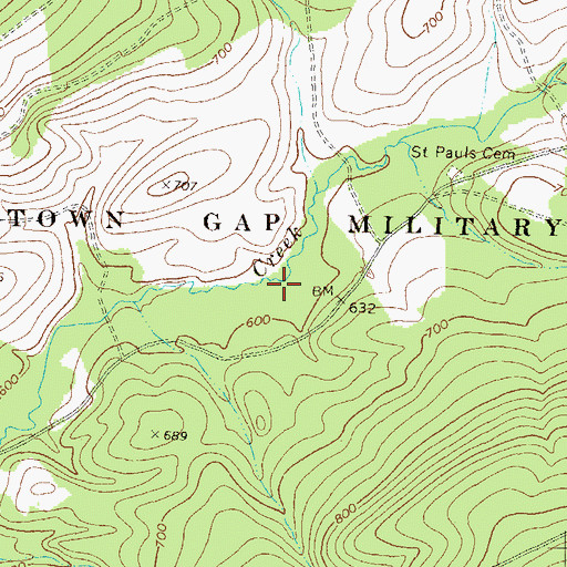 Topographic Map of Fort Indiantown Gap, PA