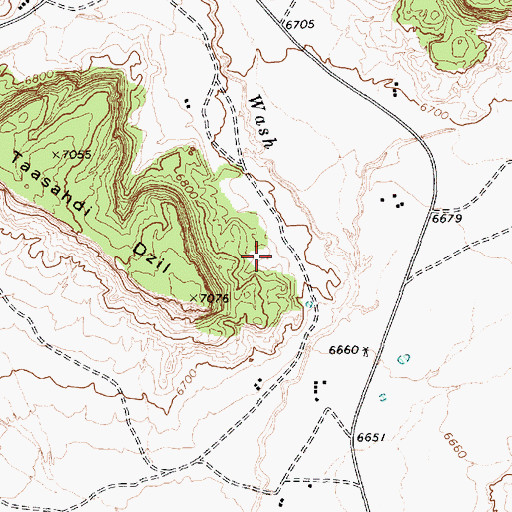 Topographic Map of Tah Chee Wash, AZ