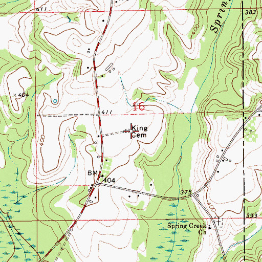 Topographic Map of King Cemetery, AL