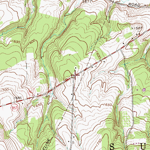 Topographic Map of Frondelius Corners, PA