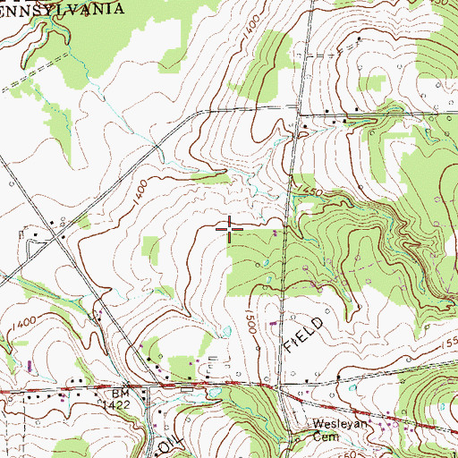 Topographic Map of Sanders Personal Use Airport, PA