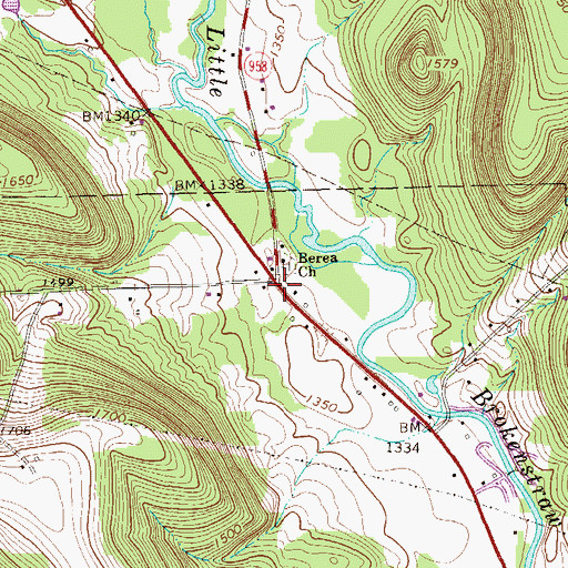 Topographic Map of Freehold, PA