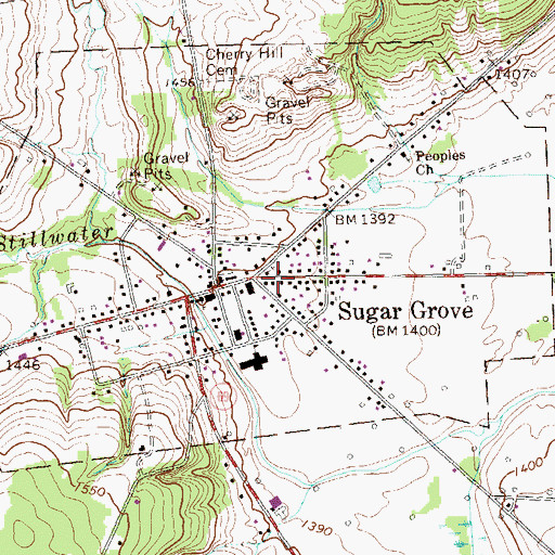 Topographic Map of Sugargrove Post Office (historical), PA