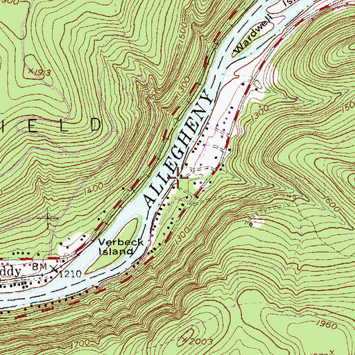 Topographic Map of Ward Run, PA