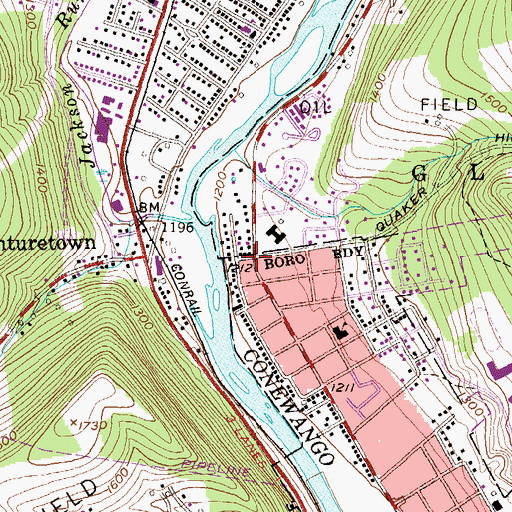 Topographic Map of Hazeltine Corners, PA