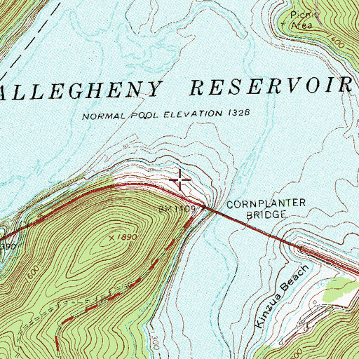 Topographic Map of Kinzua Point Information Center, PA