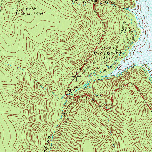 Topographic Map of Dew Drop, PA