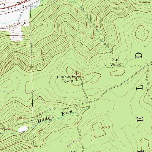Topographic Map of Sheffield Lookout Tower, PA