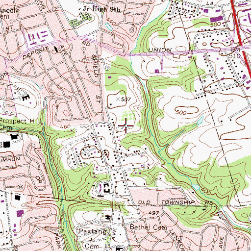 Topographic Map of Paxtang Manor, PA
