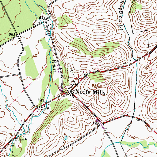Topographic Map of Mooresville, PA
