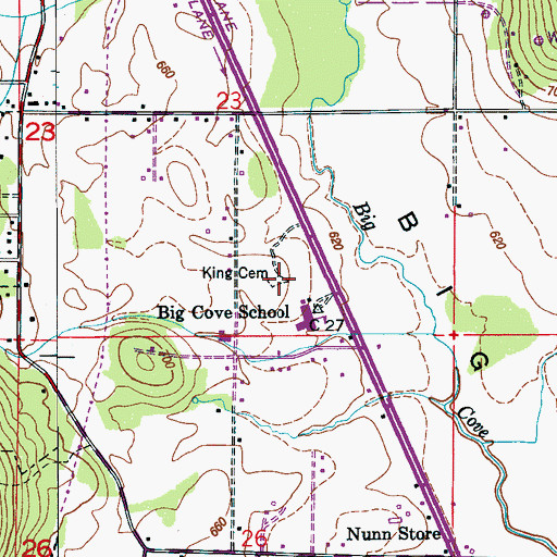 Topographic Map of King Cemetery, AL