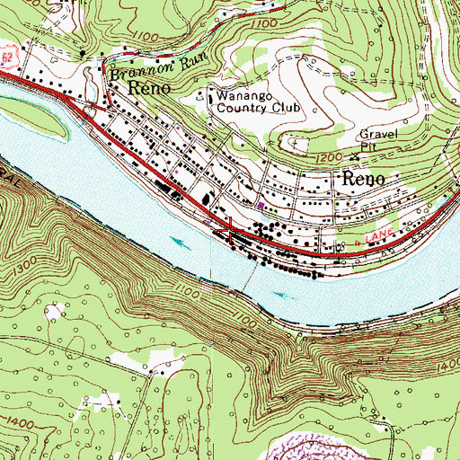 Topographic Map of Reno Station, PA
