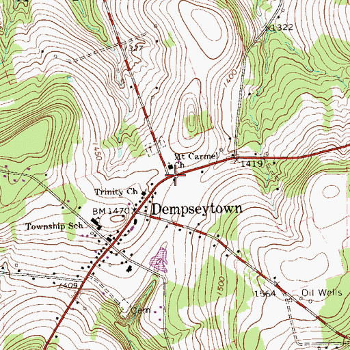 Topographic Map of Baums Corners, PA