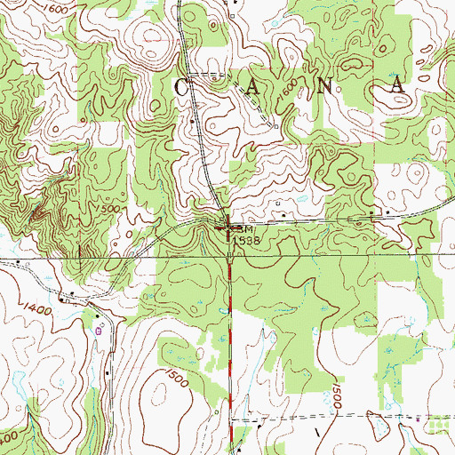 Topographic Map of Raughs Corners, PA