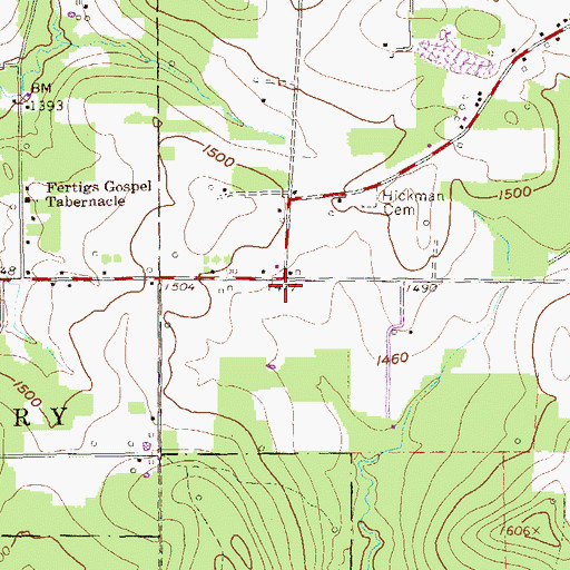 Topographic Map of O B Perry Corners, PA